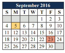 District School Academic Calendar for J L Boren Elementary for September 2016