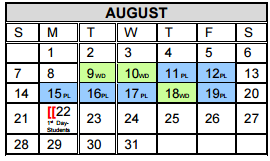 District School Academic Calendar for Lincoln Middle School for August 2016