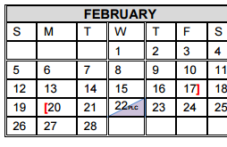 District School Academic Calendar for Castaneda Elementary for February 2017