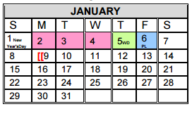District School Academic Calendar for Bonham Elementary for January 2017
