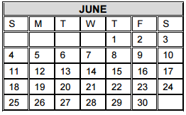 District School Academic Calendar for Rayburn Elementary for June 2017