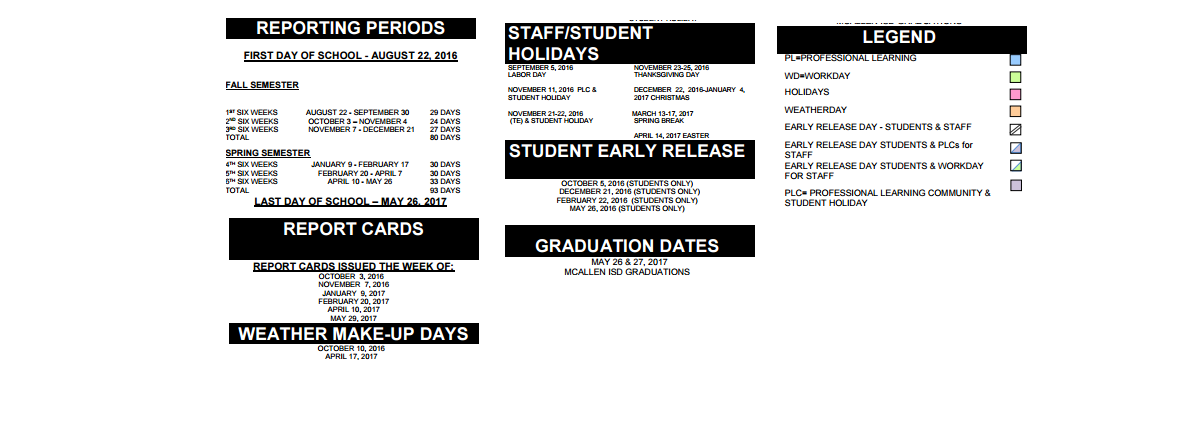 District School Academic Calendar Key for Roosevelt Elementary