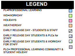 District School Academic Calendar Legend for Crockett Elementary