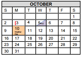 District School Academic Calendar for Castaneda Elementary for October 2016