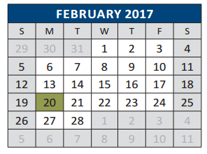 District School Academic Calendar for Glen Oaks Elementary for February 2017