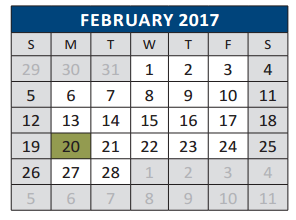 District School Academic Calendar for Jose De Jesus And Maria Luisa Vega for February 2017