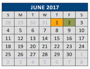 District School Academic Calendar for Earl & Lottie Wolford Elementary for June 2017