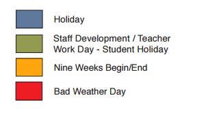 District School Academic Calendar Legend for Caldwell Elementary