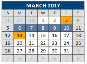 District School Academic Calendar for J J A E P for March 2017