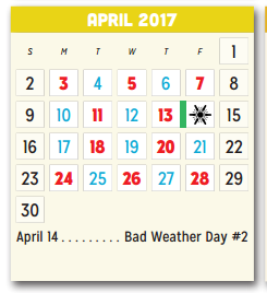 District School Academic Calendar for Poteet High School for April 2017