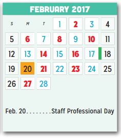 District School Academic Calendar for Porter Elementary for February 2017