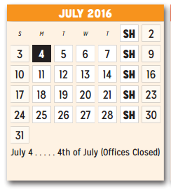 District School Academic Calendar for Floyd Elementary for July 2016