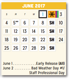 District School Academic Calendar for Mackey Elementary for June 2017