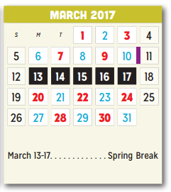District School Academic Calendar for Porter Elementary for March 2017