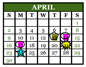 District School Academic Calendar for Bowie Elementary for April 2017