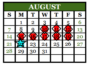 District School Academic Calendar for Midland Excel Campus for August 2016