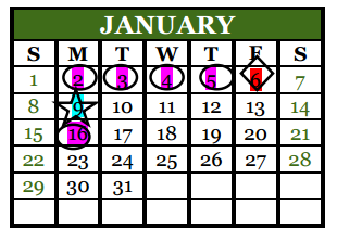 District School Academic Calendar for Parker Elementary for January 2017