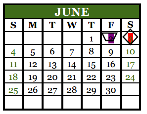 District School Academic Calendar for Milam Elementary for June 2017