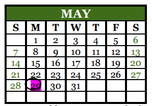 District School Academic Calendar for Midland Excel Campus for May 2017