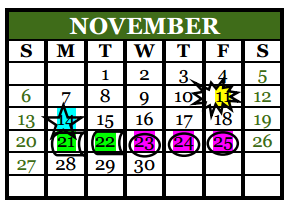 District School Academic Calendar for Midland Excel Campus for November 2016