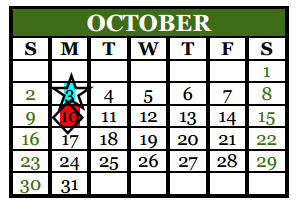 District School Academic Calendar for Bunche Early Childhd Ctr for October 2016