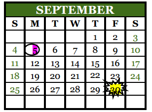 District School Academic Calendar for Midland Excel Campus for September 2016