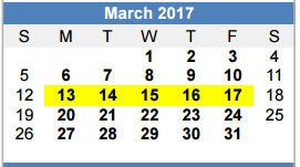 District School Academic Calendar for Irvin Elementary for March 2017