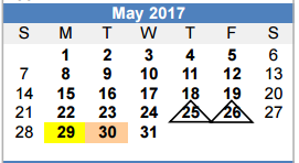 District School Academic Calendar for New Elementary for May 2017