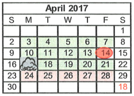 District School Academic Calendar for South Bosque Elementary for April 2017