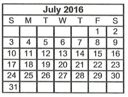 District School Academic Calendar for Midway Intermediate for July 2016