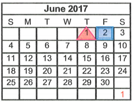 District School Academic Calendar for Spring Valley Elementary for June 2017