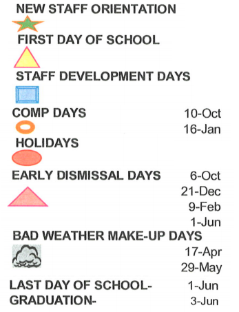 District School Academic Calendar Legend for Challenge Academy