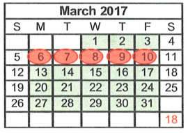 District School Academic Calendar for Speegleville Elementary for March 2017