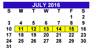 District School Academic Calendar for Alton Elementary for July 2016