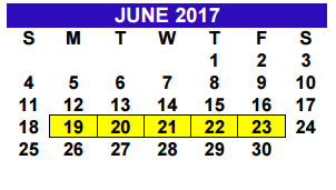 District School Academic Calendar for Alton Memorial Jr High for June 2017