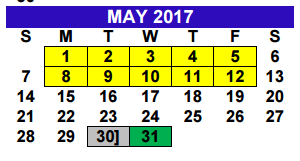 District School Academic Calendar for Bryan Elementary for May 2017