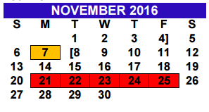 District School Academic Calendar for Alter Sch for November 2016