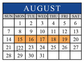 District School Academic Calendar for New Braunfels High School for August 2016