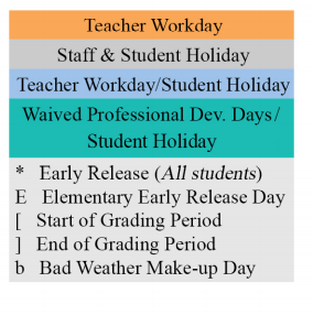 District School Academic Calendar Legend for Lamar Elementary