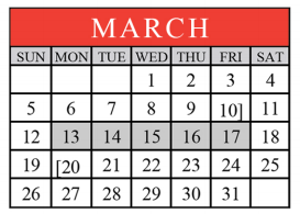 District School Academic Calendar for Memorial Elementary for March 2017