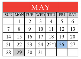 District School Academic Calendar for Memorial Pri for May 2017