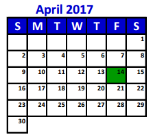 District School Academic Calendar for Project Restore for April 2017