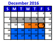 District School Academic Calendar for Bens Branch Elementary for December 2016