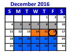 District School Academic Calendar for New Caney Sixth Grade Campus for December 2016