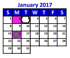 District School Academic Calendar for Project Restore for January 2017