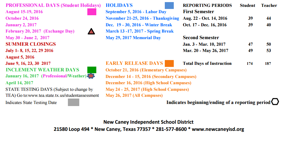 District School Academic Calendar Key for Bens Branch Elementary