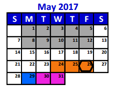 District School Academic Calendar for Porter Elementary for May 2017