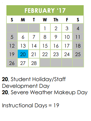 District School Academic Calendar for Garner Middle for February 2017