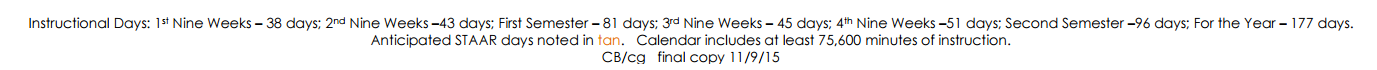 District School Academic Calendar Key for Children's Intervention