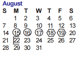 District School Academic Calendar for Timberwilde Elementary School for August 2016